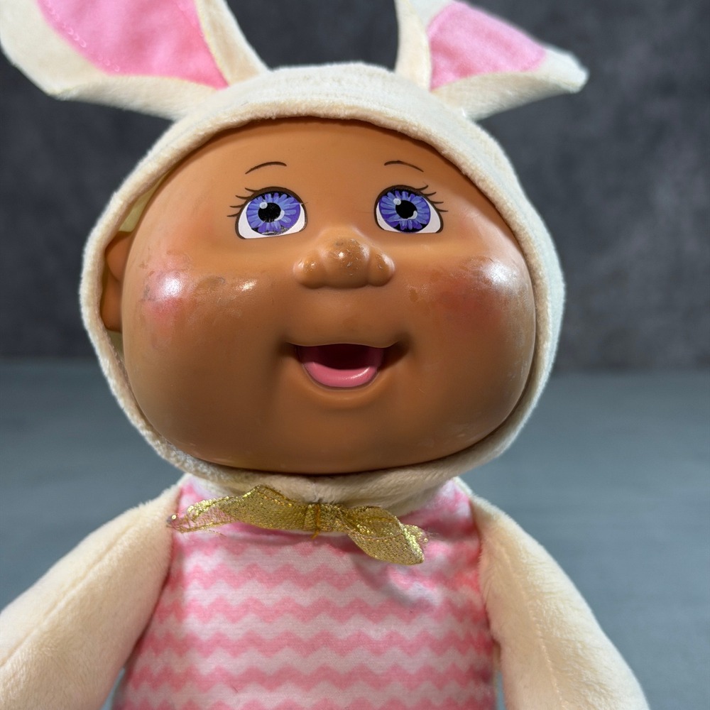Cabbage Patch Kids Cuties Bunny Doll Pink Chevron Easter Plush 2019 CPK Vinyl - Picture 2 of 7